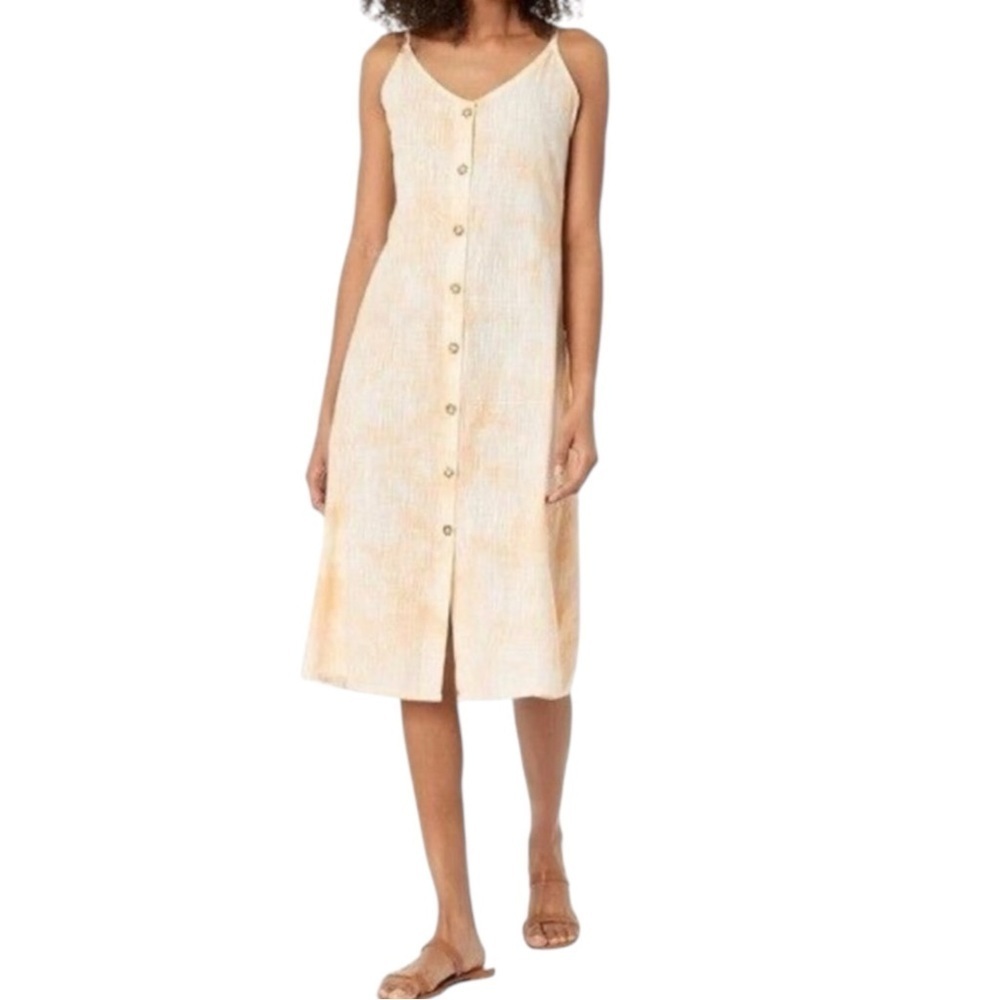 Roxy Wild Ties Midi Dress- Orange Tie Dye Cotton Sundress- Size Small